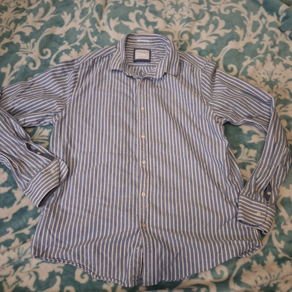 Denim & Flower Blue and White Striped Casual Shirt